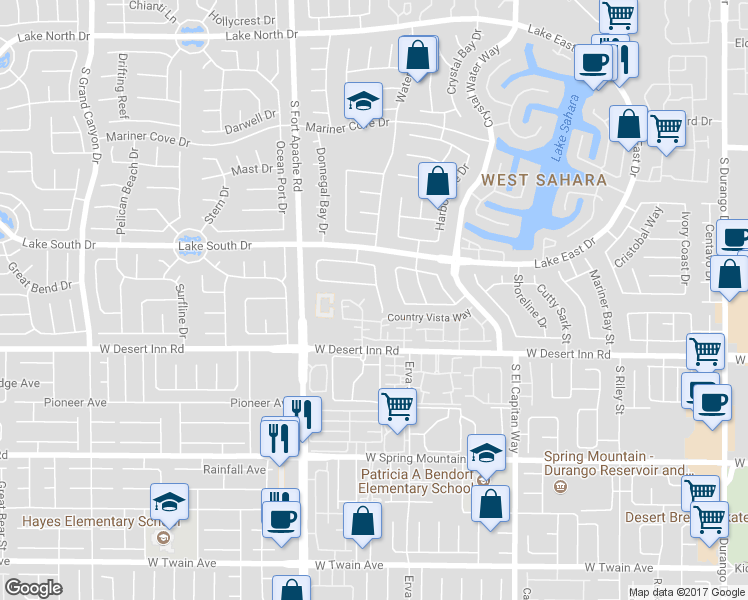 map of restaurants, bars, coffee shops, grocery stores, and more near 3245 Crystal Pool Drive in Las Vegas