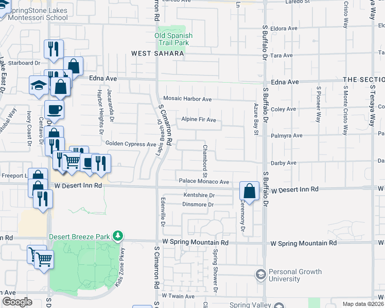 map of restaurants, bars, coffee shops, grocery stores, and more near 8080 Palace Estate Avenue in Las Vegas