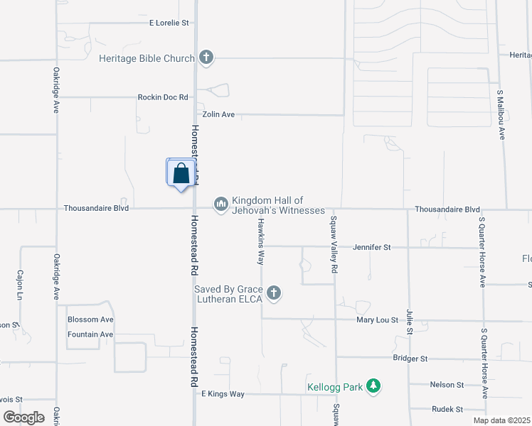 map of restaurants, bars, coffee shops, grocery stores, and more near 3281 Thousandaire Boulevard in Pahrump