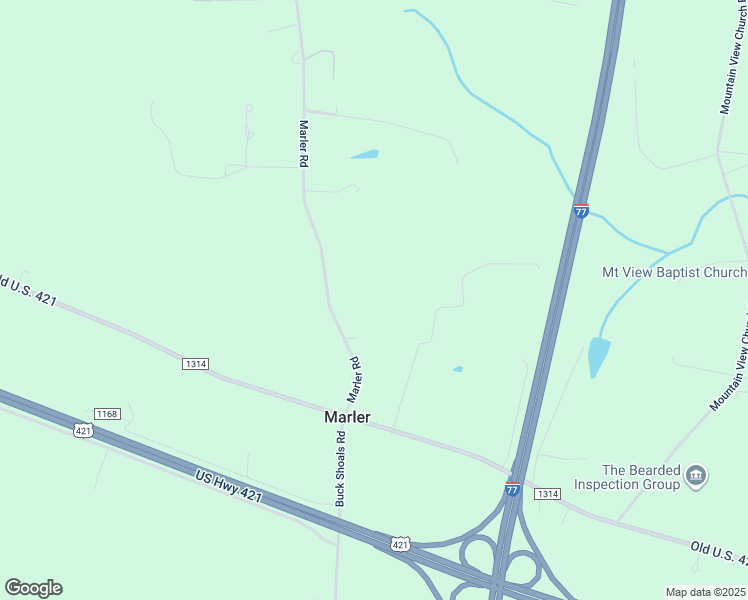 map of restaurants, bars, coffee shops, grocery stores, and more near 1036 Marler Road in Hamptonville