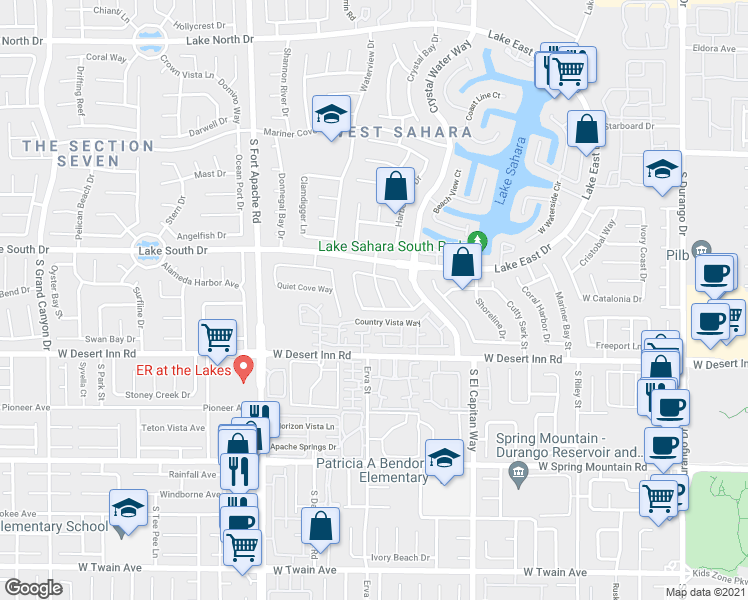 map of restaurants, bars, coffee shops, grocery stores, and more near 3213 Malibu Vista Street in Las Vegas
