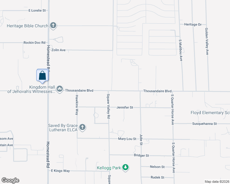 map of restaurants, bars, coffee shops, grocery stores, and more near 3551 Thousandaire Boulevard in Pahrump