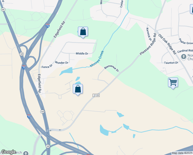 map of restaurants, bars, coffee shops, grocery stores, and more near 7606 Montmartre Road in Greensboro
