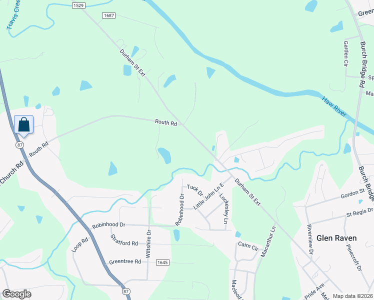 map of restaurants, bars, coffee shops, grocery stores, and more near 1710 Routh Road in Burlington