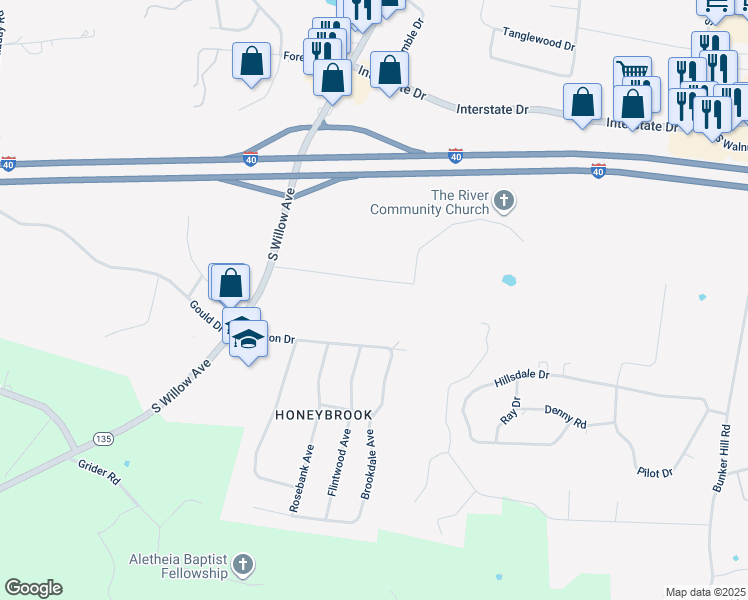 map of restaurants, bars, coffee shops, grocery stores, and more near 801 Winston Drive in Cookeville