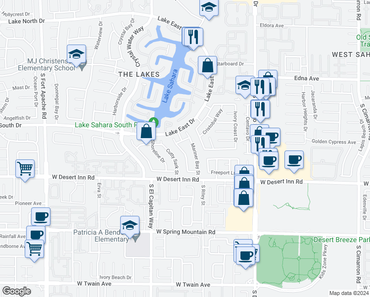 map of restaurants, bars, coffee shops, grocery stores, and more near 3240 Coral Harbor Drive in Las Vegas