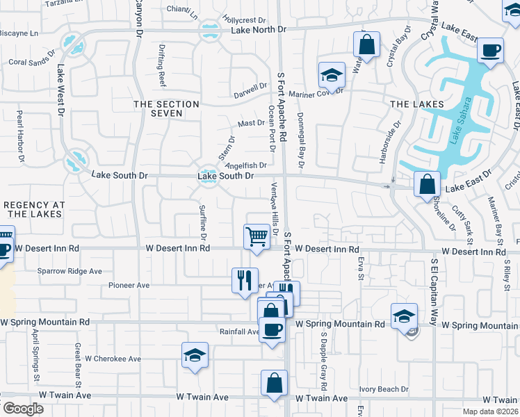 map of restaurants, bars, coffee shops, grocery stores, and more near 9316 Ricardo Lane in Las Vegas