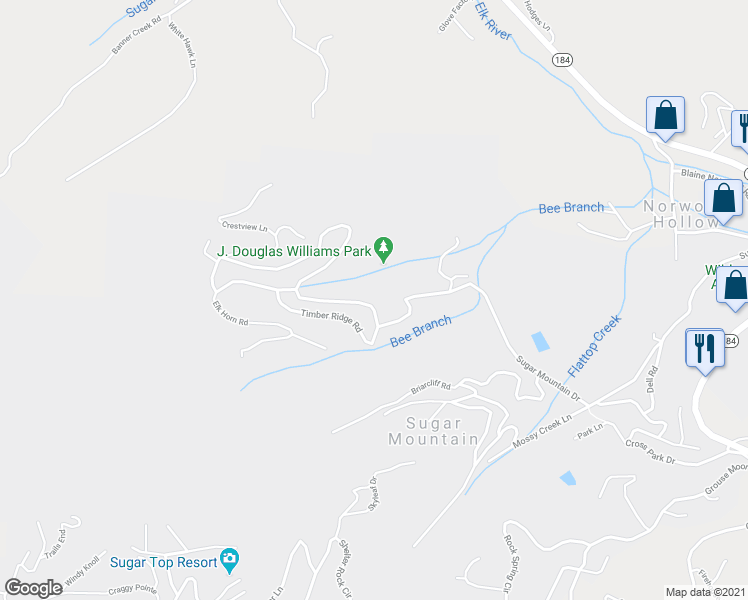 map of restaurants, bars, coffee shops, grocery stores, and more near 1796 Sugar Mountain Drive in Newland