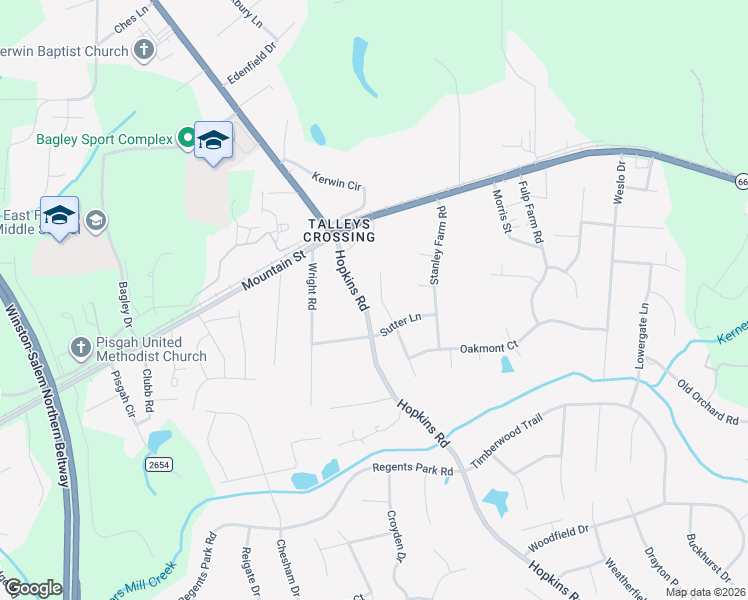 map of restaurants, bars, coffee shops, grocery stores, and more near 124 Oakmont Drive in Kernersville