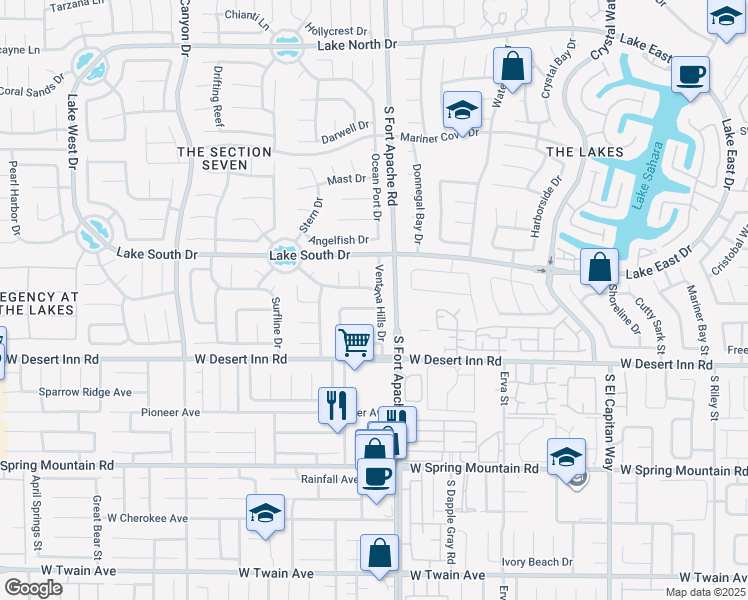 map of restaurants, bars, coffee shops, grocery stores, and more near 3237 Ventana Hills Drive in Las Vegas