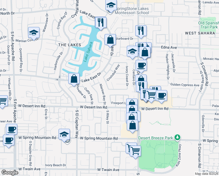 map of restaurants, bars, coffee shops, grocery stores, and more near 3248 Barbuda Road in Las Vegas