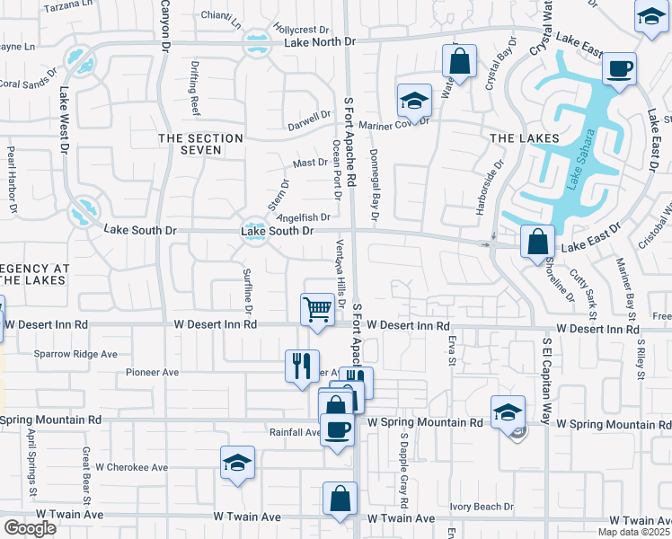 map of restaurants, bars, coffee shops, grocery stores, and more near 3237 Ventana Hills Drive in Las Vegas