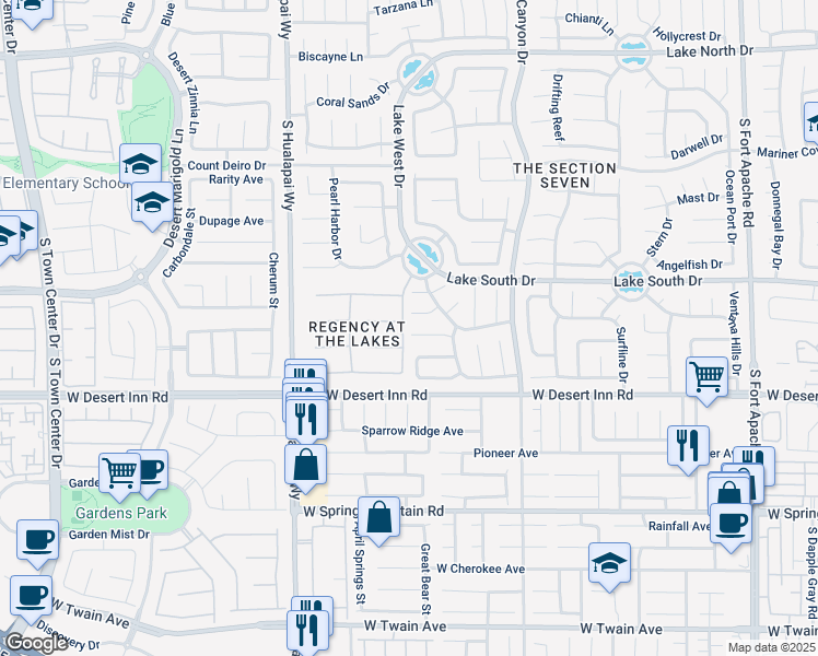 map of restaurants, bars, coffee shops, grocery stores, and more near 9836 Russett Wood Circle in Las Vegas