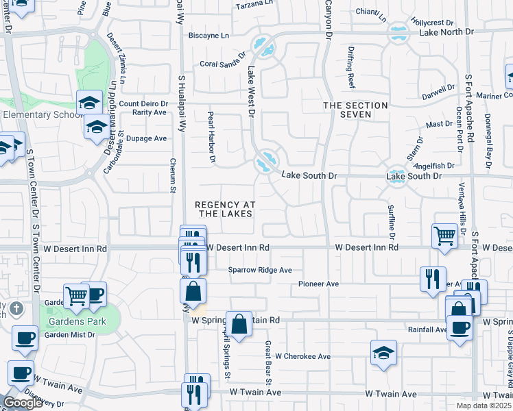 map of restaurants, bars, coffee shops, grocery stores, and more near 9836 Russett Wood Circle in Las Vegas
