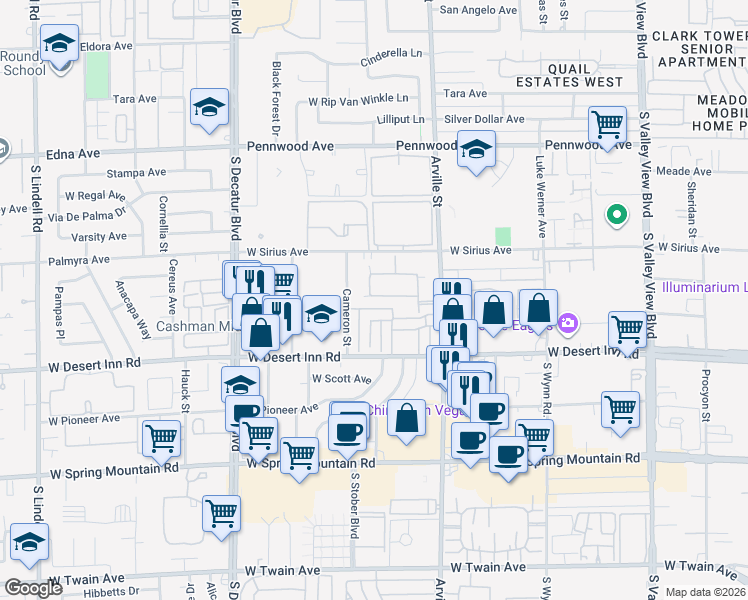 map of restaurants, bars, coffee shops, grocery stores, and more near in Las Vegas