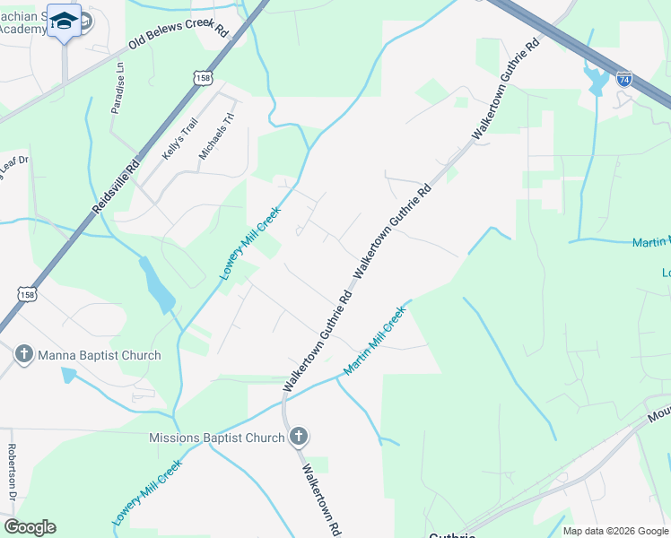 map of restaurants, bars, coffee shops, grocery stores, and more near 620 Walkertown Guthrie Road in Winston-Salem