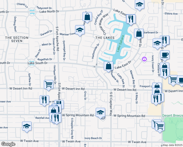 map of restaurants, bars, coffee shops, grocery stores, and more near 3213 Malibu Vista Street in Las Vegas