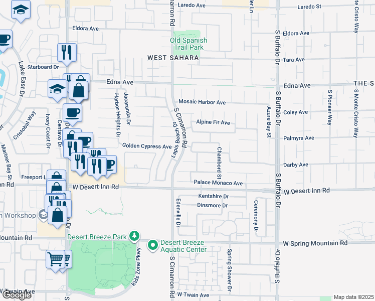 map of restaurants, bars, coffee shops, grocery stores, and more near 3165 Cool Forest Street in Las Vegas