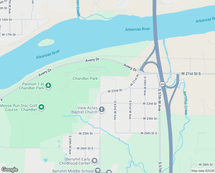 map of restaurants, bars, coffee shops, grocery stores, and more near 6331 West 22nd Street in Tulsa