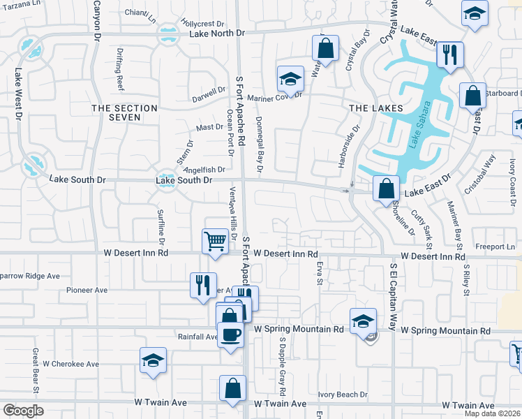 map of restaurants, bars, coffee shops, grocery stores, and more near 9105 Quiet Cove Way in Las Vegas