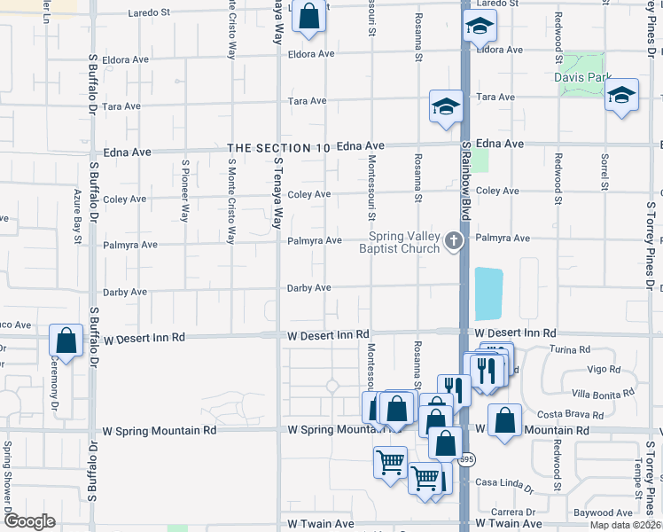 map of restaurants, bars, coffee shops, grocery stores, and more near 3160 Belcastro Street in Las Vegas