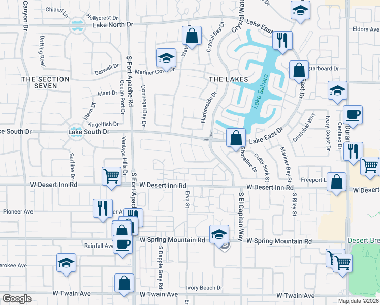 map of restaurants, bars, coffee shops, grocery stores, and more near 3225 Shoreheight Street in Las Vegas