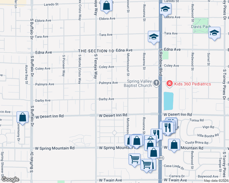 map of restaurants, bars, coffee shops, grocery stores, and more near 3160 Belcastro Street in Las Vegas