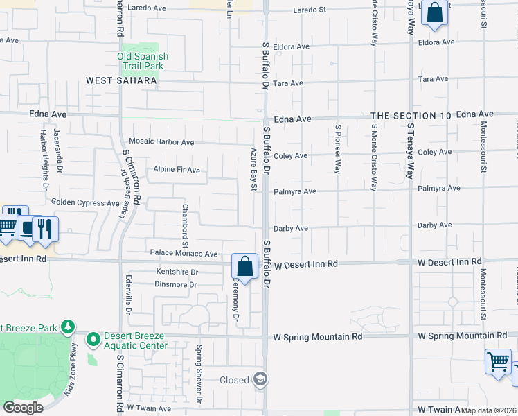 map of restaurants, bars, coffee shops, grocery stores, and more near 3152 Azure Bay Street in Las Vegas