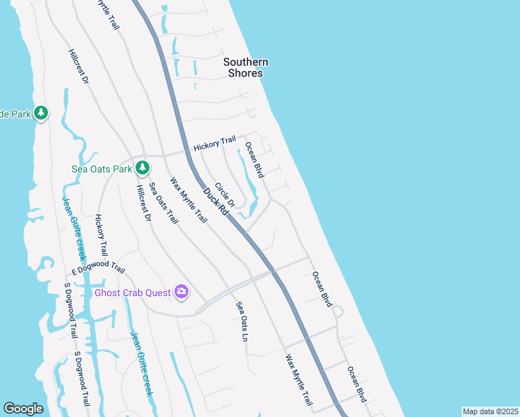 map of restaurants, bars, coffee shops, grocery stores, and more near 24 Periwinkle Place in Kitty Hawk