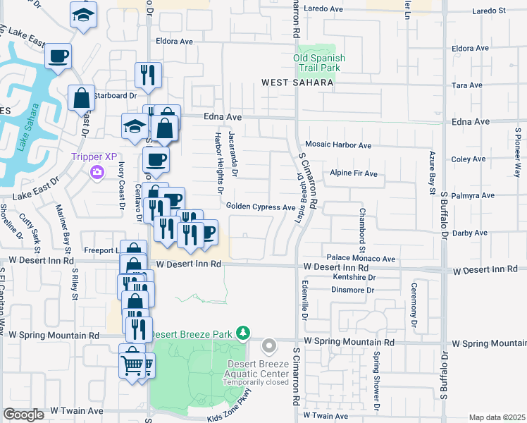 map of restaurants, bars, coffee shops, grocery stores, and more near 8291 Golden Cypress Avenue in Las Vegas