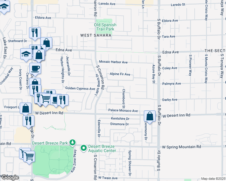 map of restaurants, bars, coffee shops, grocery stores, and more near 8080 Palace Estate Ave in Las Vegas