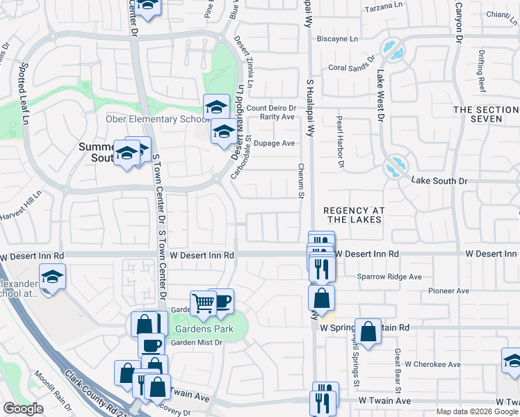 map of restaurants, bars, coffee shops, grocery stores, and more near 10318 Spider Rock Avenue in Las Vegas