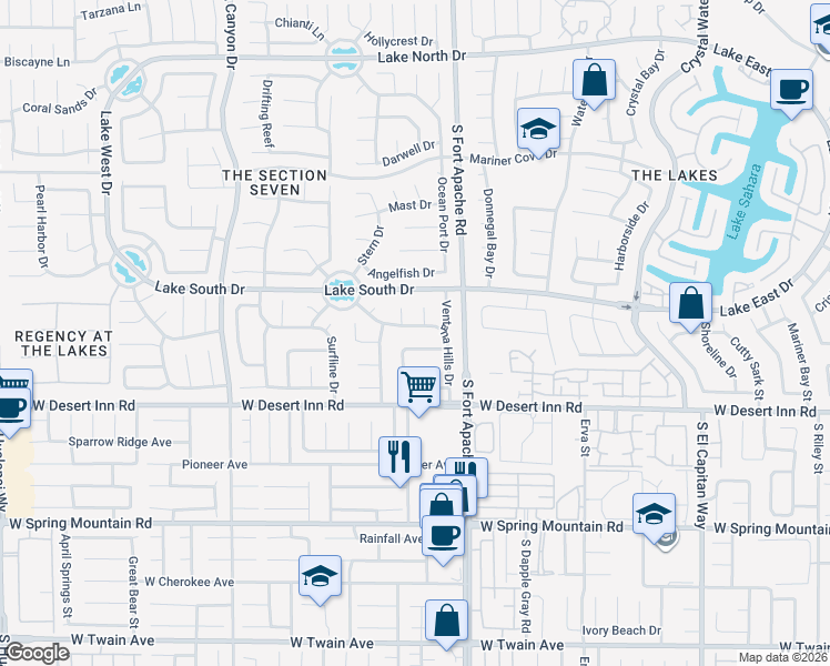 map of restaurants, bars, coffee shops, grocery stores, and more near 9321 Alameda Harbor Avenue in Las Vegas