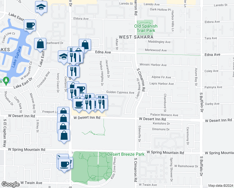 map of restaurants, bars, coffee shops, grocery stores, and more near 8315 Golden Cypress Avenue in Las Vegas