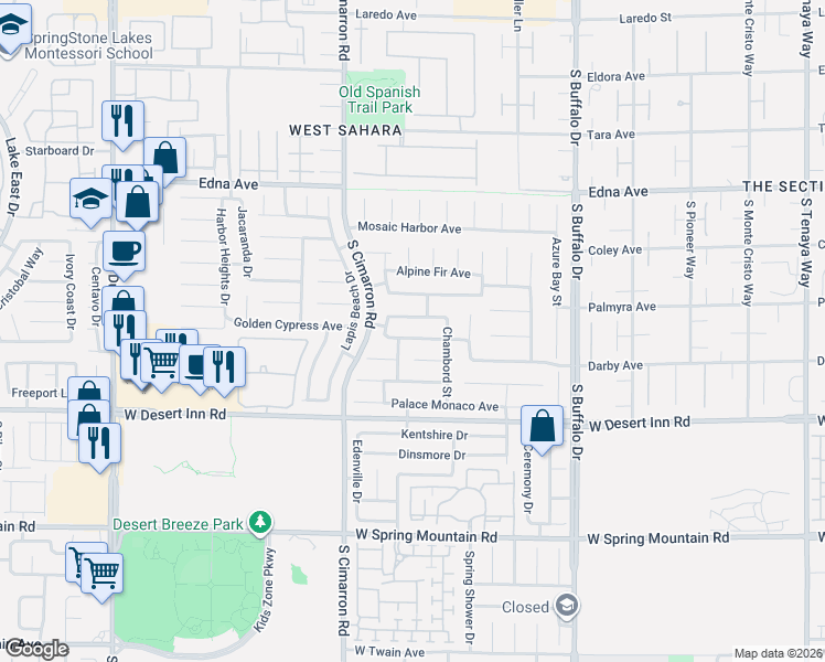 map of restaurants, bars, coffee shops, grocery stores, and more near 8080 Palace Estate Avenue in Las Vegas