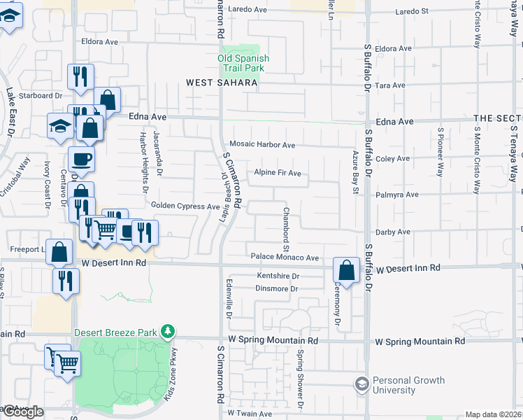 map of restaurants, bars, coffee shops, grocery stores, and more near 8080 Palace Estate Avenue in Las Vegas