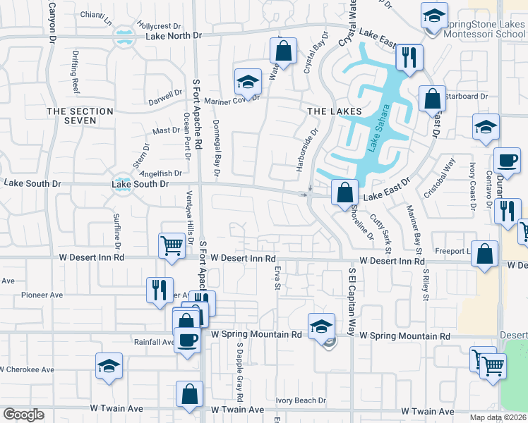 map of restaurants, bars, coffee shops, grocery stores, and more near 3225 Shoreheight Street in Las Vegas