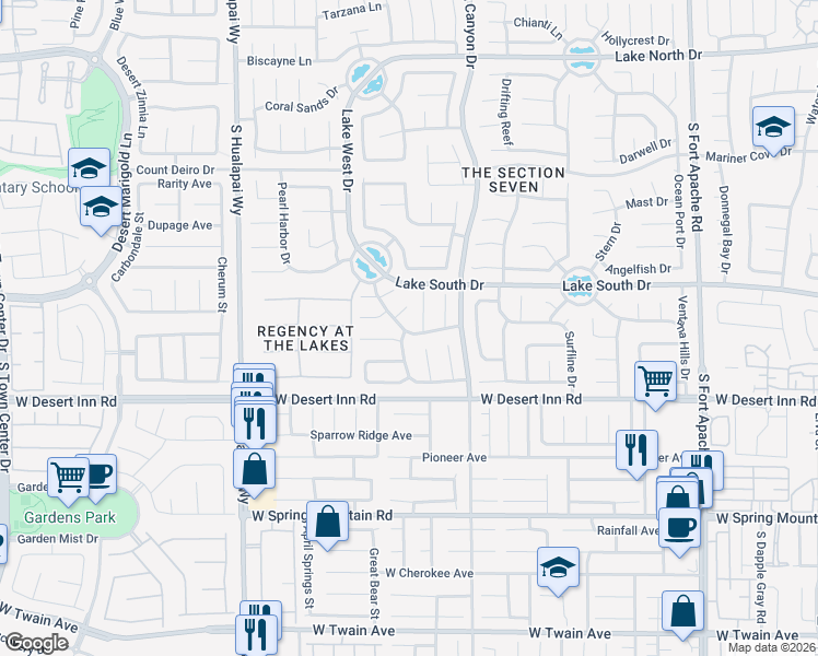 map of restaurants, bars, coffee shops, grocery stores, and more near 3232 Flagstaff Court in Las Vegas