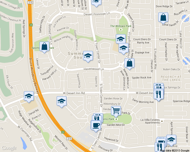 map of restaurants, bars, coffee shops, grocery stores, and more near 10672 Warrior Court in Las Vegas