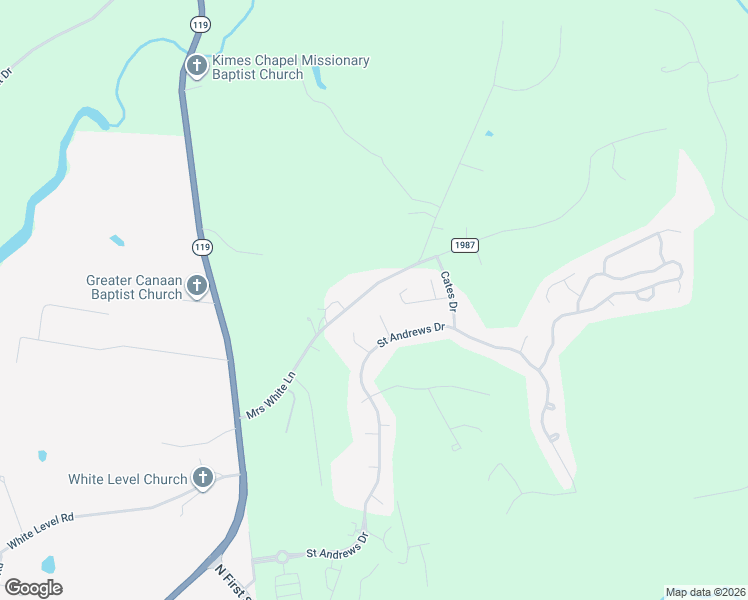 map of restaurants, bars, coffee shops, grocery stores, and more near 101 Elk River Court in Mebane