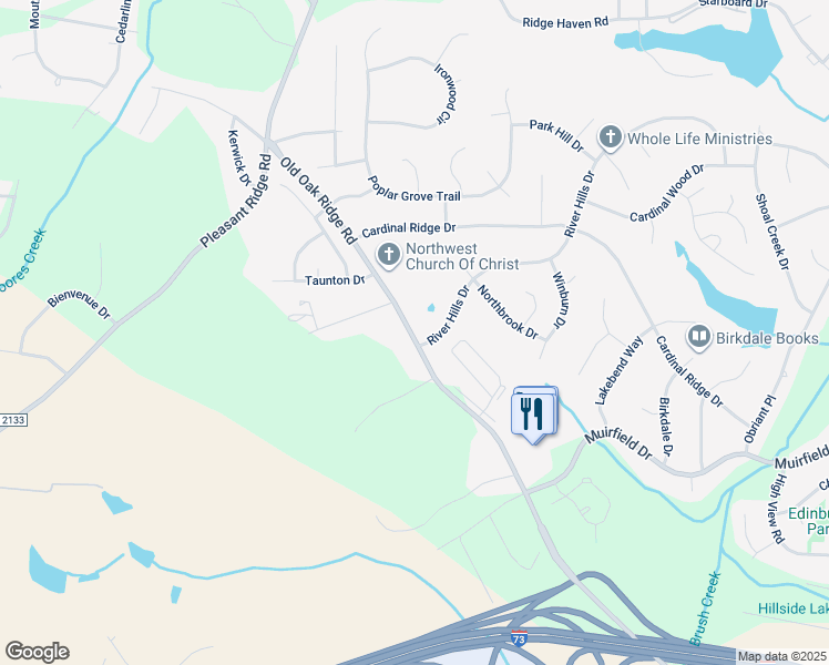 map of restaurants, bars, coffee shops, grocery stores, and more near 6825 River Hills Drive in Greensboro