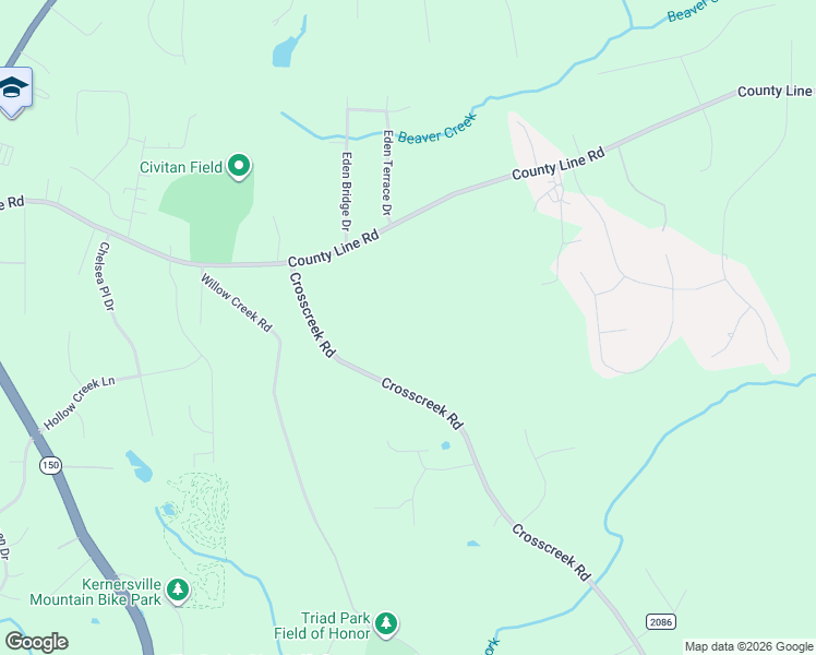 map of restaurants, bars, coffee shops, grocery stores, and more near 928 Crosscreek Road in Kernersville