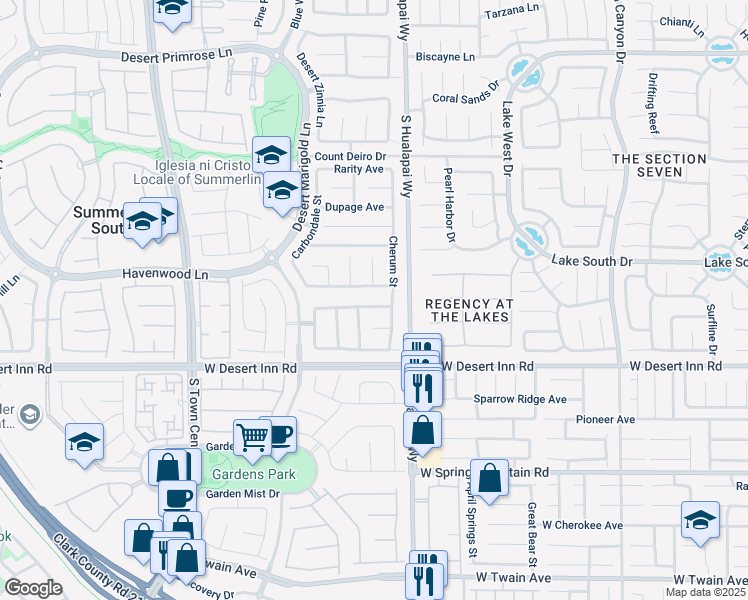 map of restaurants, bars, coffee shops, grocery stores, and more near 10186 Spider Rock Avenue in Las Vegas