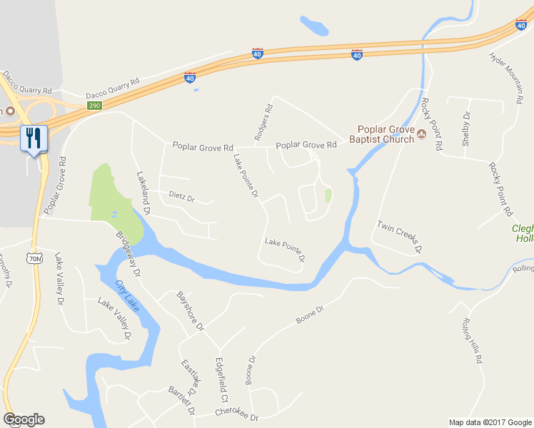 map of restaurants, bars, coffee shops, grocery stores, and more near 2427 Lake Pointe Drive in Cookeville