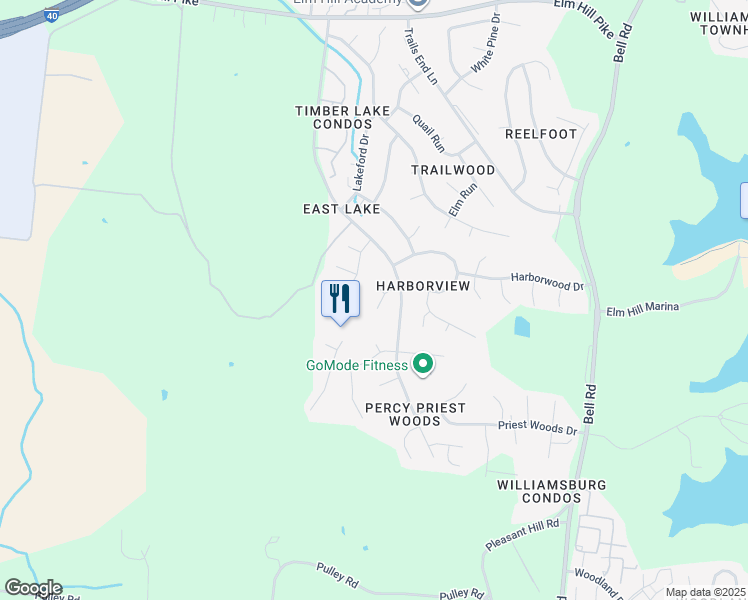 map of restaurants, bars, coffee shops, grocery stores, and more near 3512 Harborwood Circle in Nashville