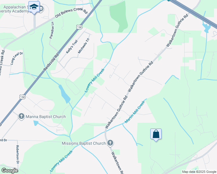 map of restaurants, bars, coffee shops, grocery stores, and more near 4035 Deamon Court in Winston-Salem