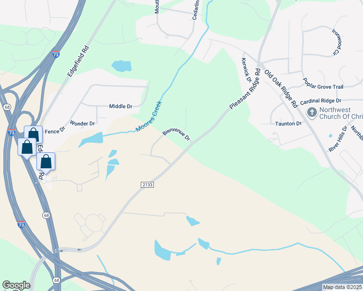 map of restaurants, bars, coffee shops, grocery stores, and more near 1625 Pleasant Ridge Road in Greensboro