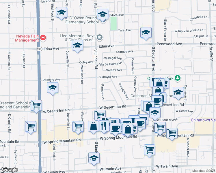 map of restaurants, bars, coffee shops, grocery stores, and more near 3176 Barrel Spring Way in Las Vegas