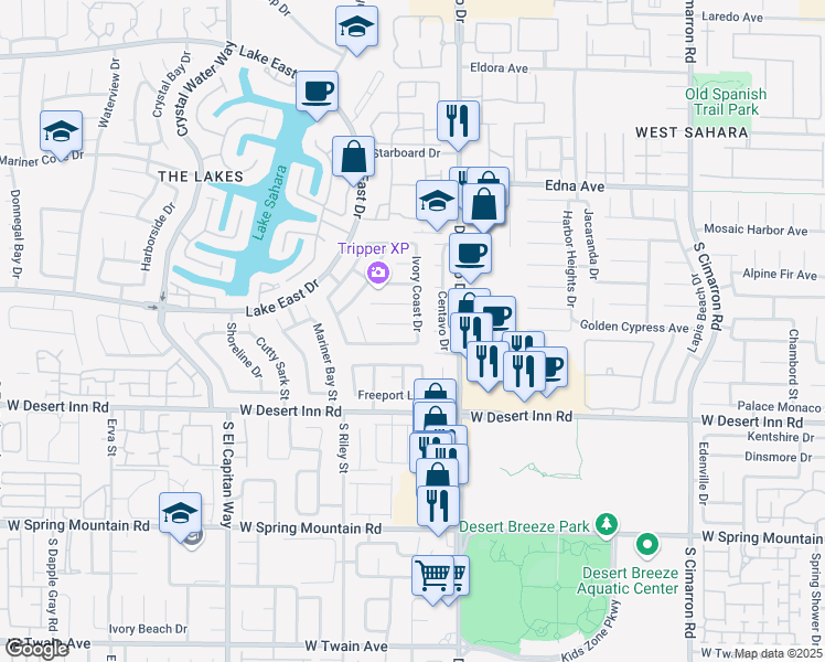 map of restaurants, bars, coffee shops, grocery stores, and more near 8612 West Catalonia Drive in Las Vegas