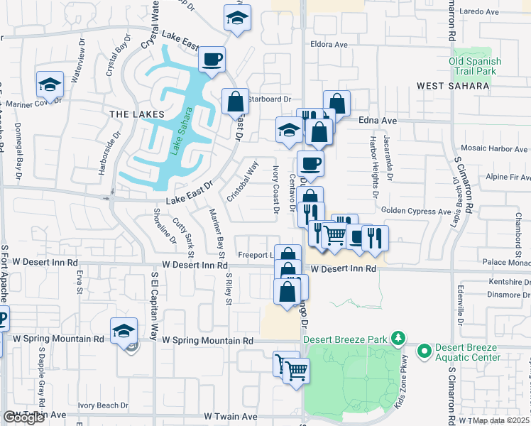 map of restaurants, bars, coffee shops, grocery stores, and more near 8612 West Catalonia Drive in Las Vegas